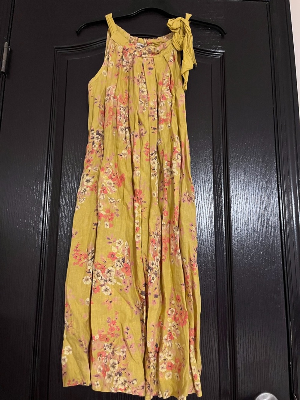 Yellow Floral Tie-Shoulder Dress